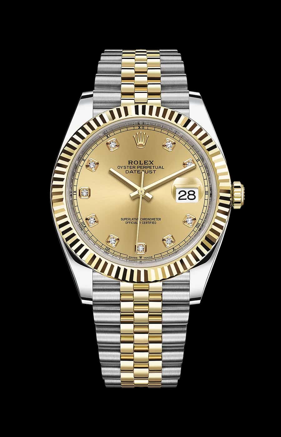 Rolex Datejust 41mm Champaign Diamond Dial Jubilee Stainless Steel & Yellow Gold Fluted Bezel Ref. 126333-0012