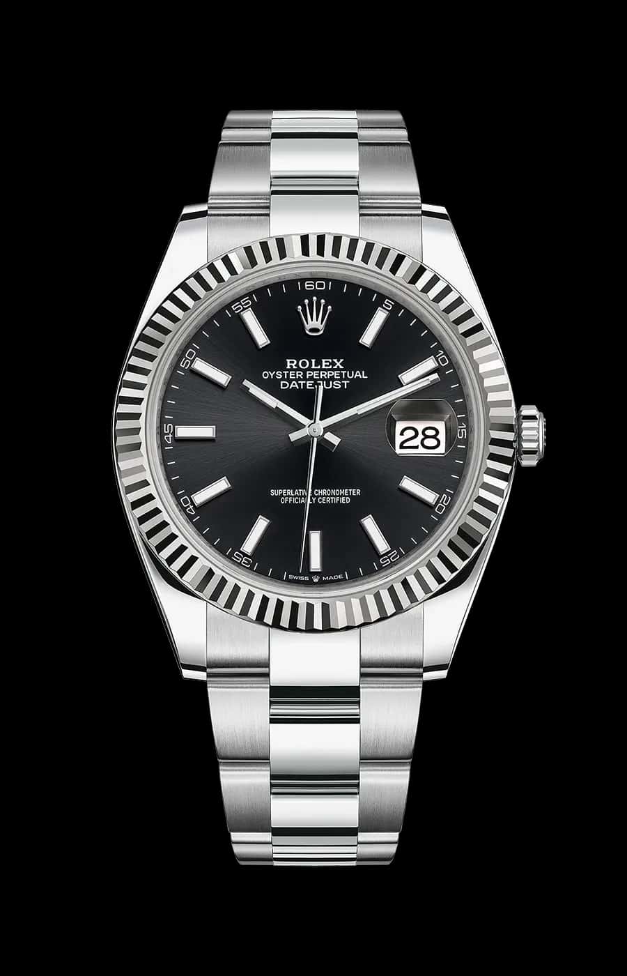 Rolex Datejust 41mm Black Dial Oyster Stainless Steel Fluted Bezel Ref. 126334-0017