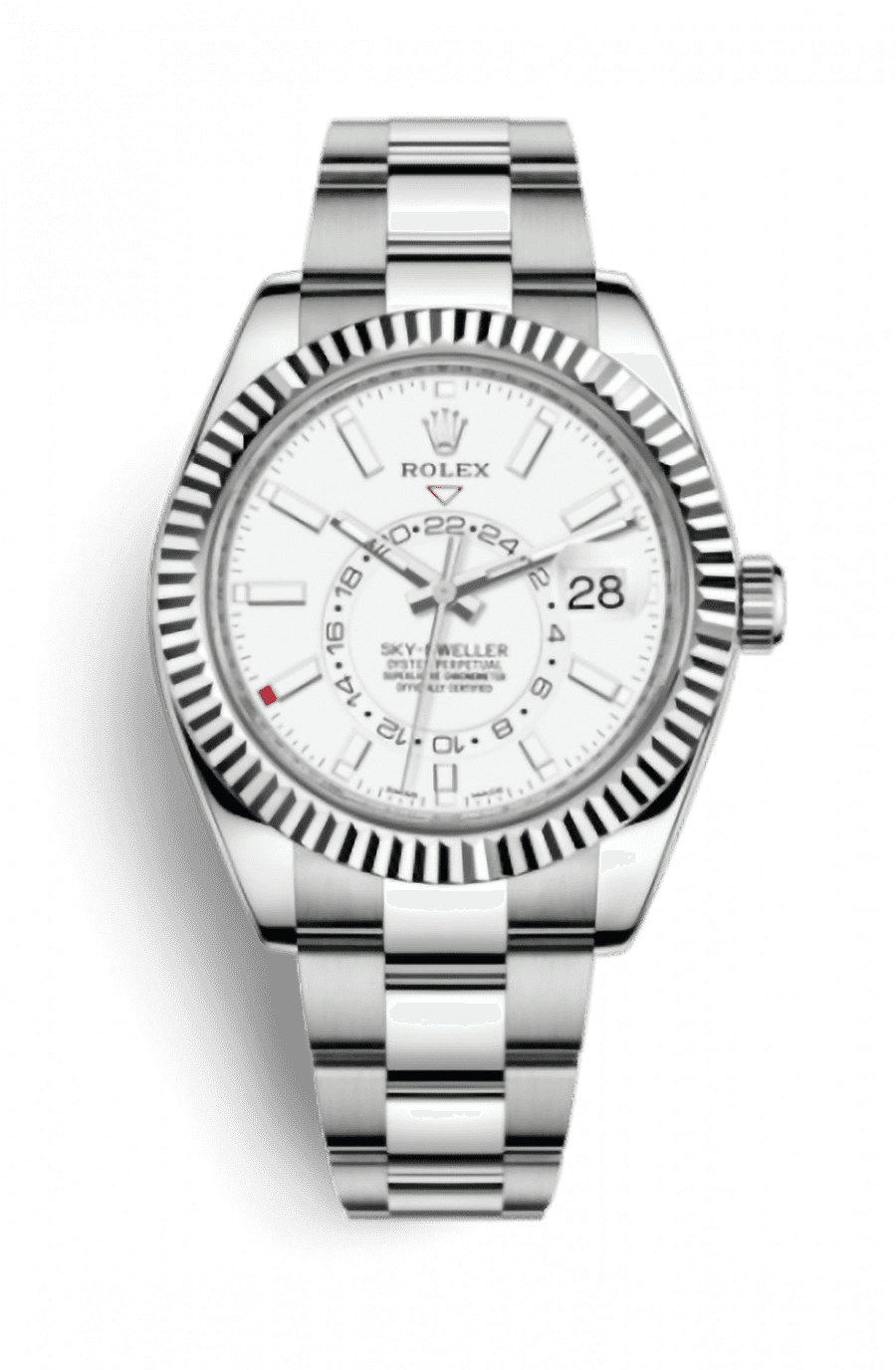 Rolex Sky-Dweller Stainless Steel White Index Dial Oyster Fluted Bezel
Ref. 326934-0001