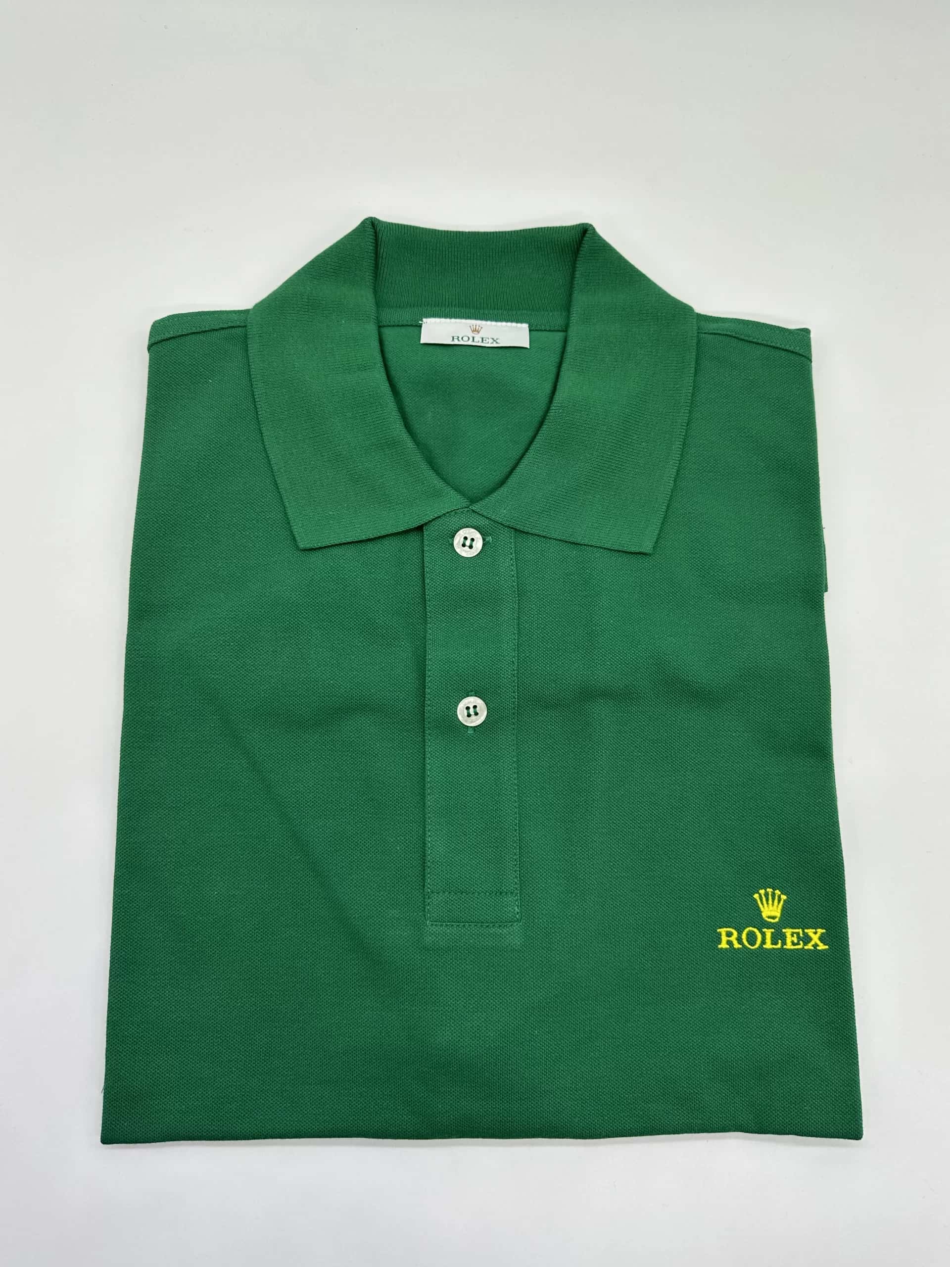 Rolex Green Polo Shirt with Gold Logo XL