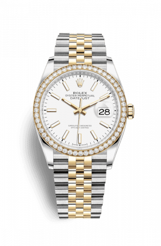 Rolex Datejust 36 Stainless Steel and Yellow Gold White Index Dial Jubilee Diamond Bezel
Ref. 126283RBR-0005